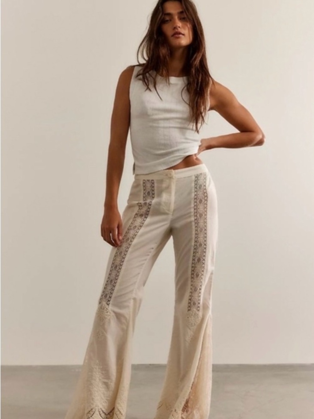 FREE PEOPLE ALIYAH LACE FLARE PANTS